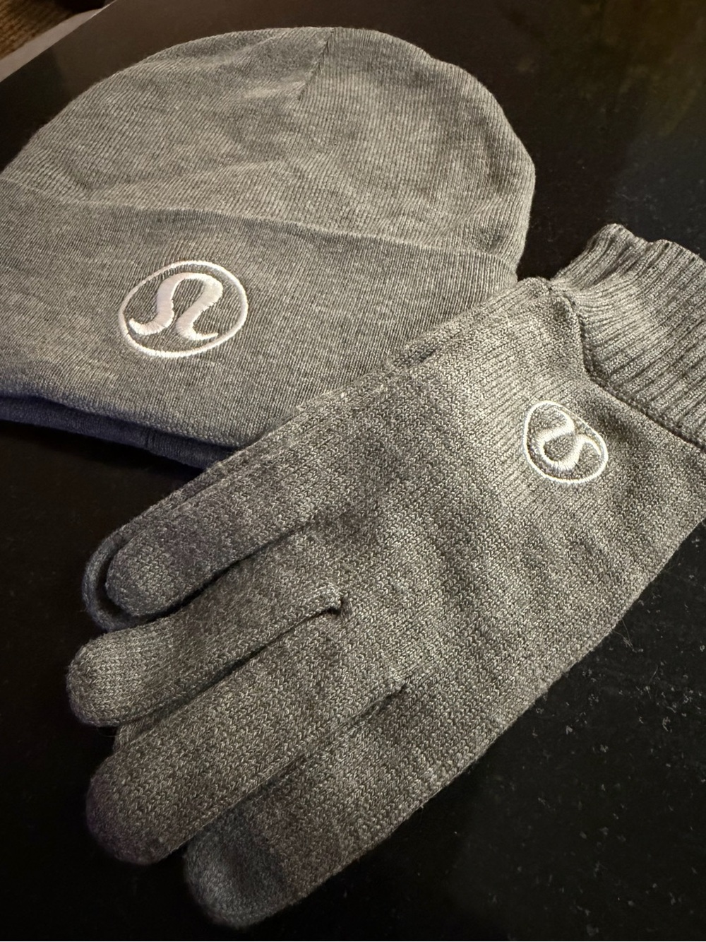lululemon Revelation Gray Beanie and Gloves Set